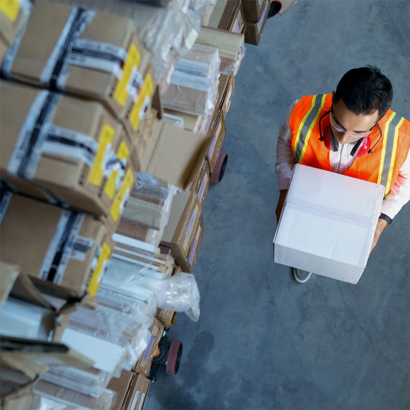 An employee in a warehouse