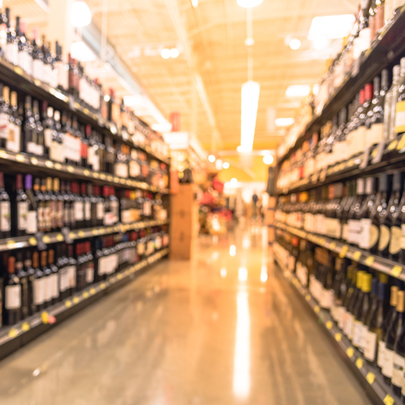 An aisle at an alcohol retailer