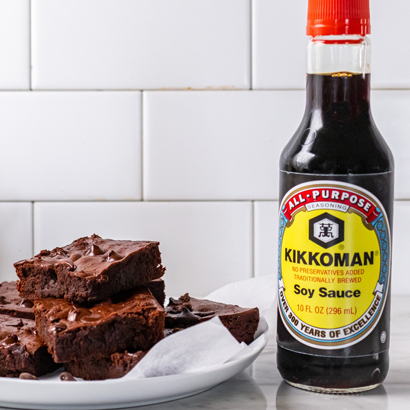 Brownies and Kikkoman sauce