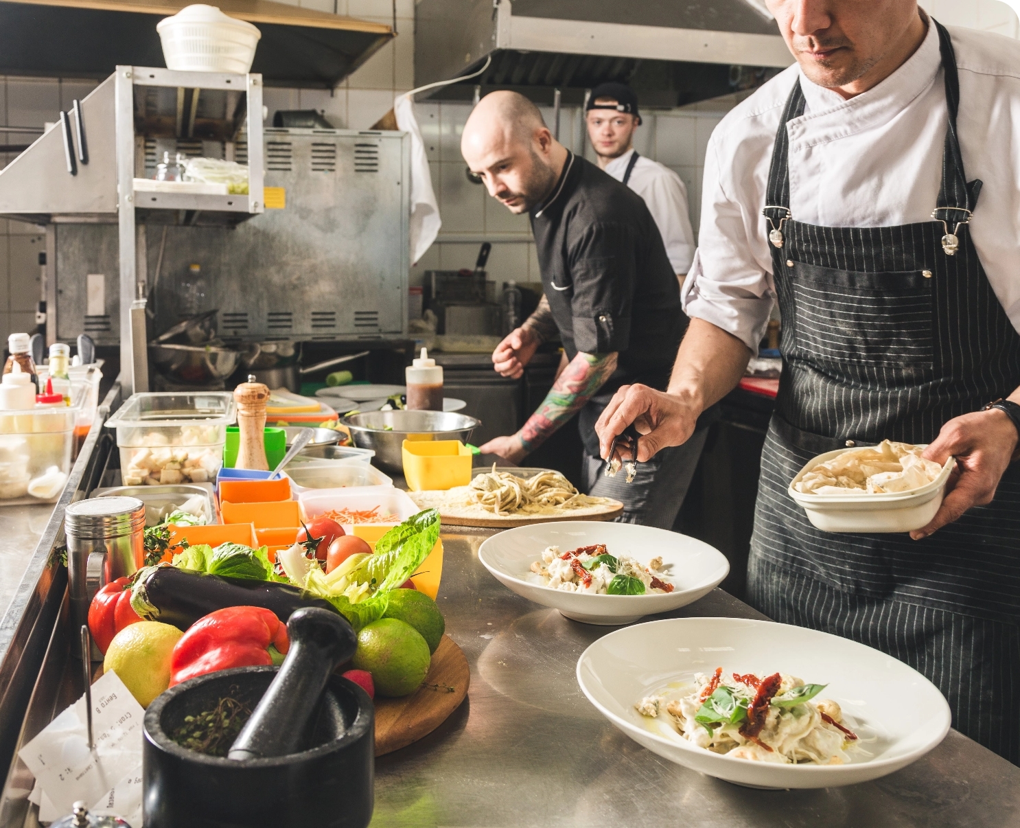 Chefs working in a kitchen